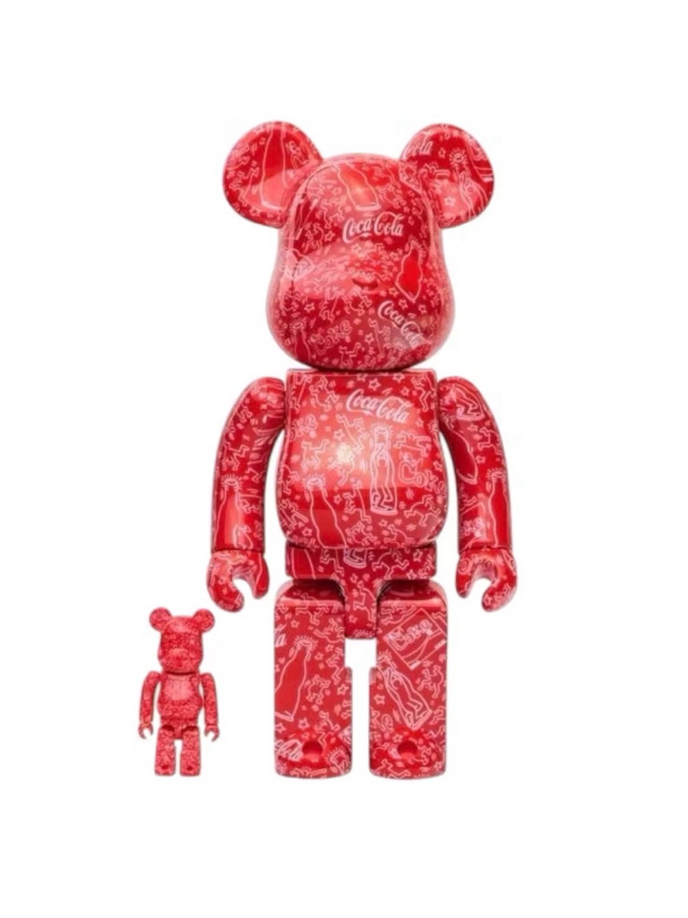 Coca Cola Red Patterned Bearbrick Collectible Sculpture Set